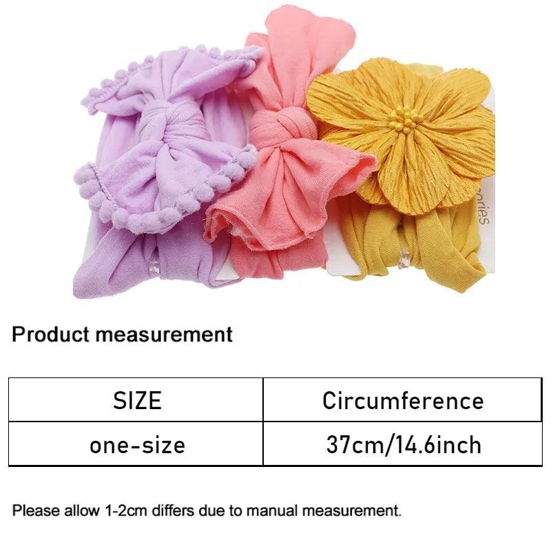 Maxime 3 Pcs Set Baby Nylon Headbands Elastics Handmade Headwrap for Baby Girls Newborn Infant Toddlers Kids - MAXIME