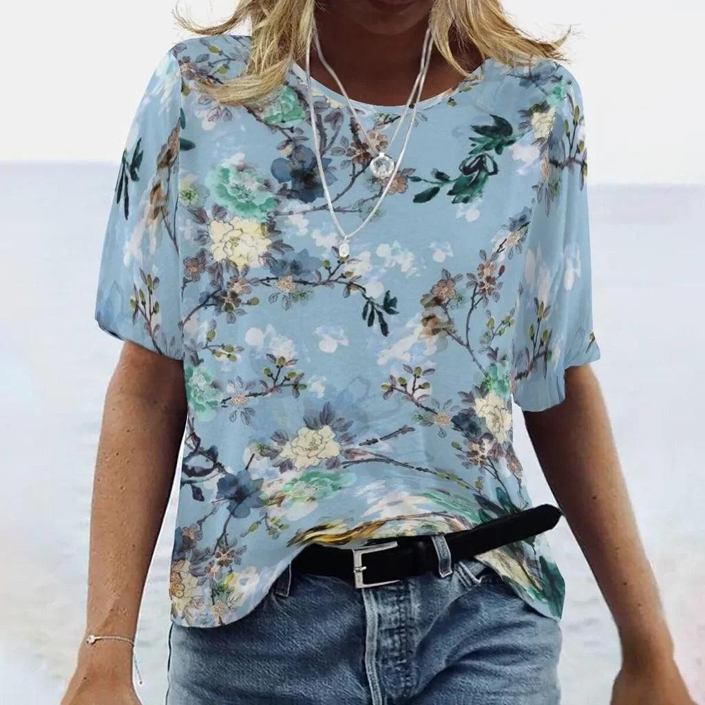 Women's T Shirt Short Sleeve Fashion Print 3d T-shirt Floral - MAXIME