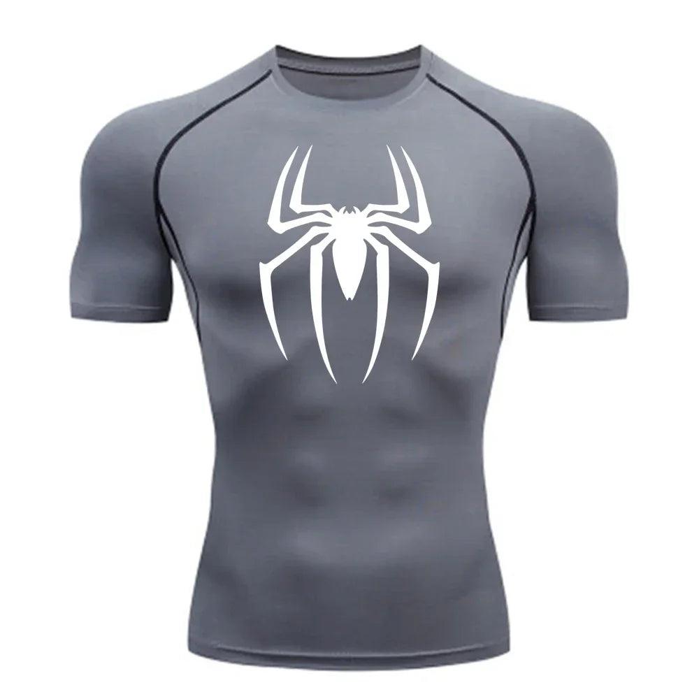 Men's Spider Print Compression Shirt, - MAXIME