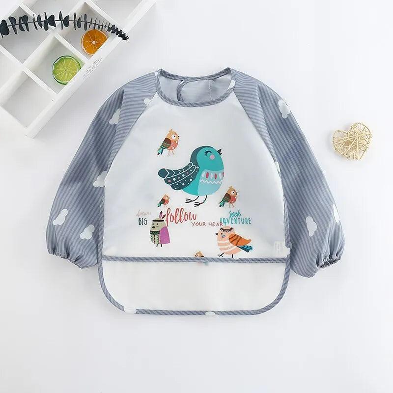 Maxime 1Pcs Waterproof Eating Smock Infant Toddler Baby Cartoon Long Sleeve Art Apron Animal Smock Soft Baby Bib Burp Clothes - MAXIME