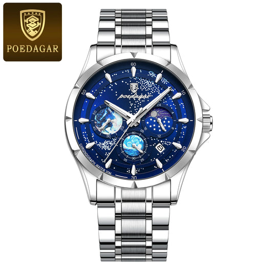 POEDAGAR Casual Man Wristwatch Luxury Waterproof Luminous Date Men Watch C - MAXIME