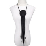 Maxime New Luxury Rubber Necklace For Women Long Tassel Necklace Bohemia Clothes Simple Chain Jewelry Punk Style Pendant Black Necklace - MAXIME