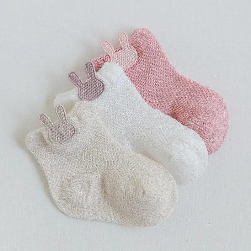 Maxime 3 Pairs Infant Baby Socks for Girl Boy Thin Cotton Breathable Mesh Cute Accessories Unisex Newborn Boneless Short Socks - MAXIME