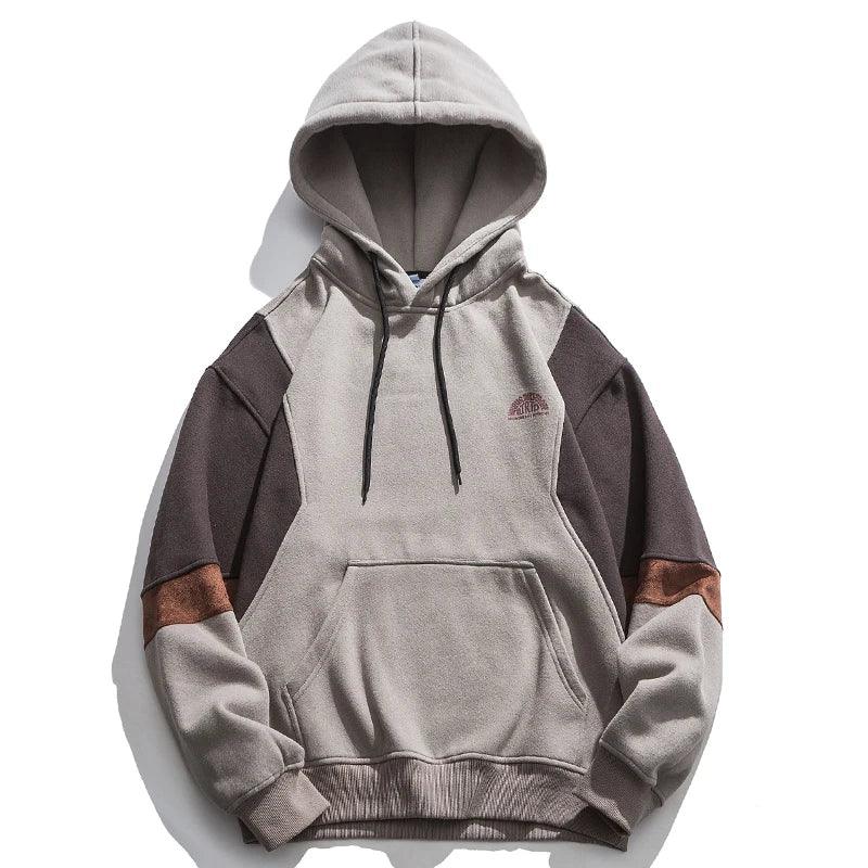 High Quality Fleece Patchwork Hoodie Men - MAXIME