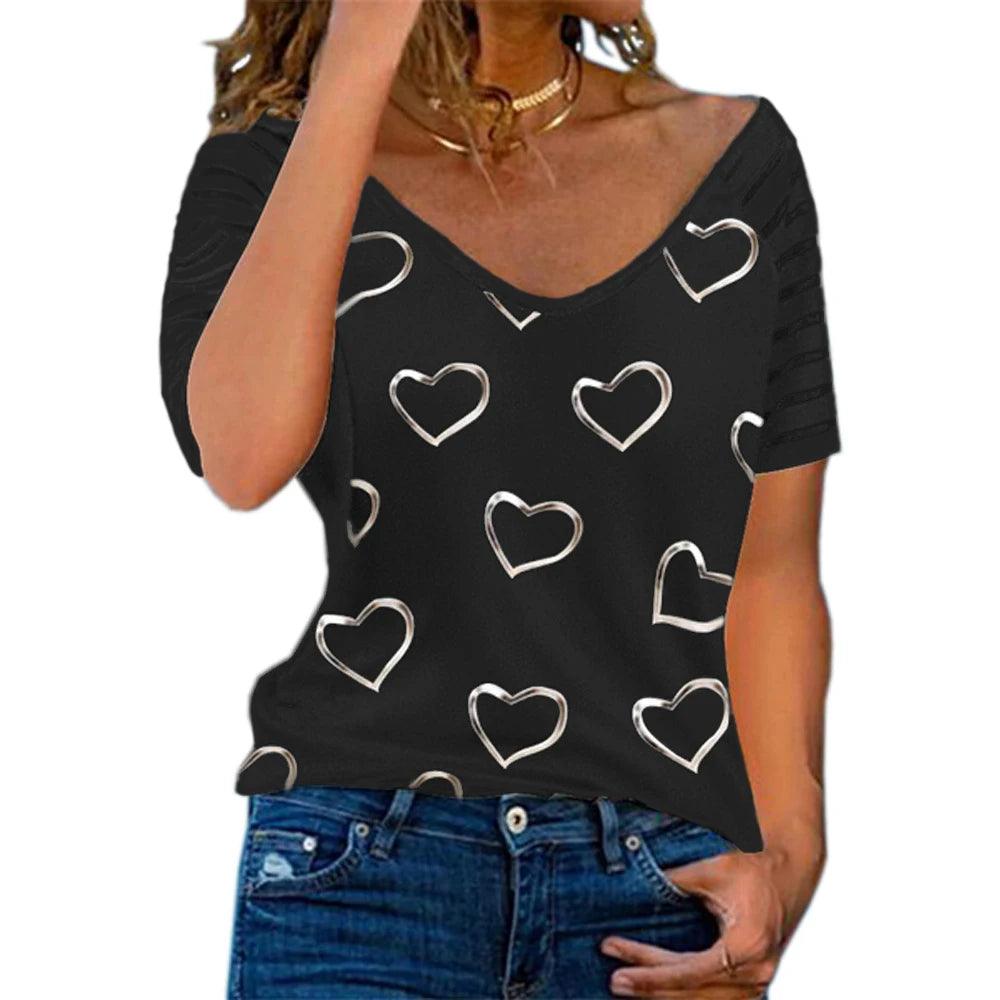 women blouse New love short sleeve loose T-shirt - MAXIME