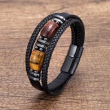 Tiger Eye Stone Bracelet For Men Simple Stainless Steel Jewelry Accessories - MAXIME