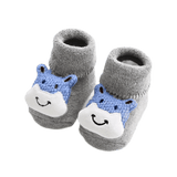 Maxime 1 Pair Of Gray Baby Cotton Floor Socks Cute 3D Cartoon Animal Anti Slip Shoes Baby Warm Comfortable - MAXIME