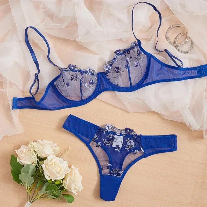 Transparent Lace Short Bra Set 2 Pieces - MAXIME