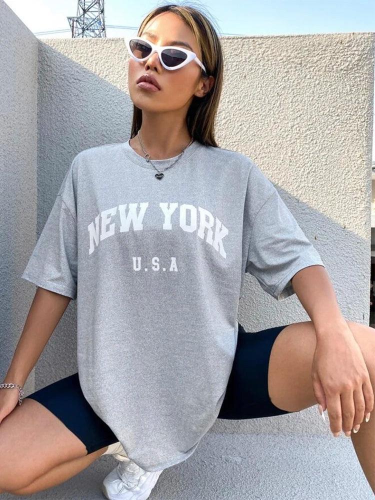 T-shirts Female Summer Basic O-neck Tees Casual Retro - MAXIME