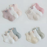 Maxime 3 Pairs Infant Baby Socks for Girl Boy Thin Cotton Breathable Mesh Cute Accessories Unisex Newborn Boneless Short Socks - MAXIME