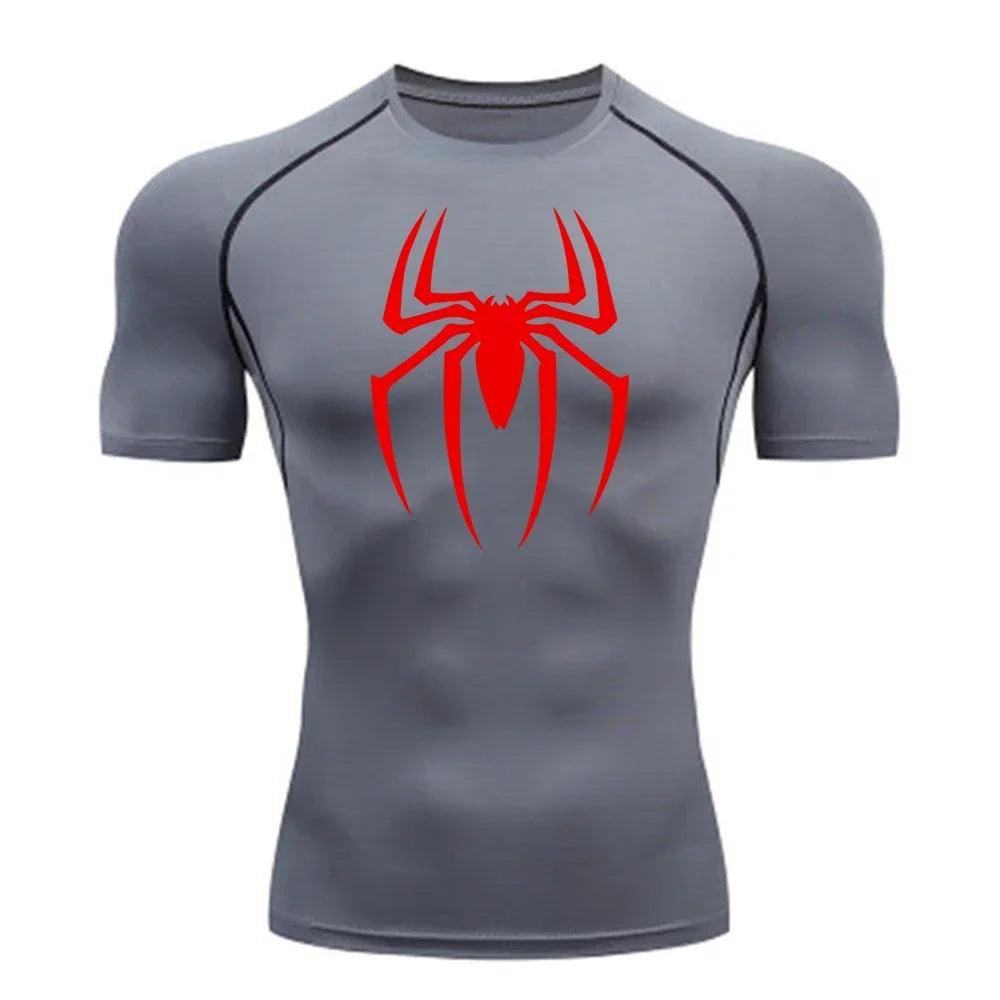 Men's Spider Print Compression Shirt, - MAXIME