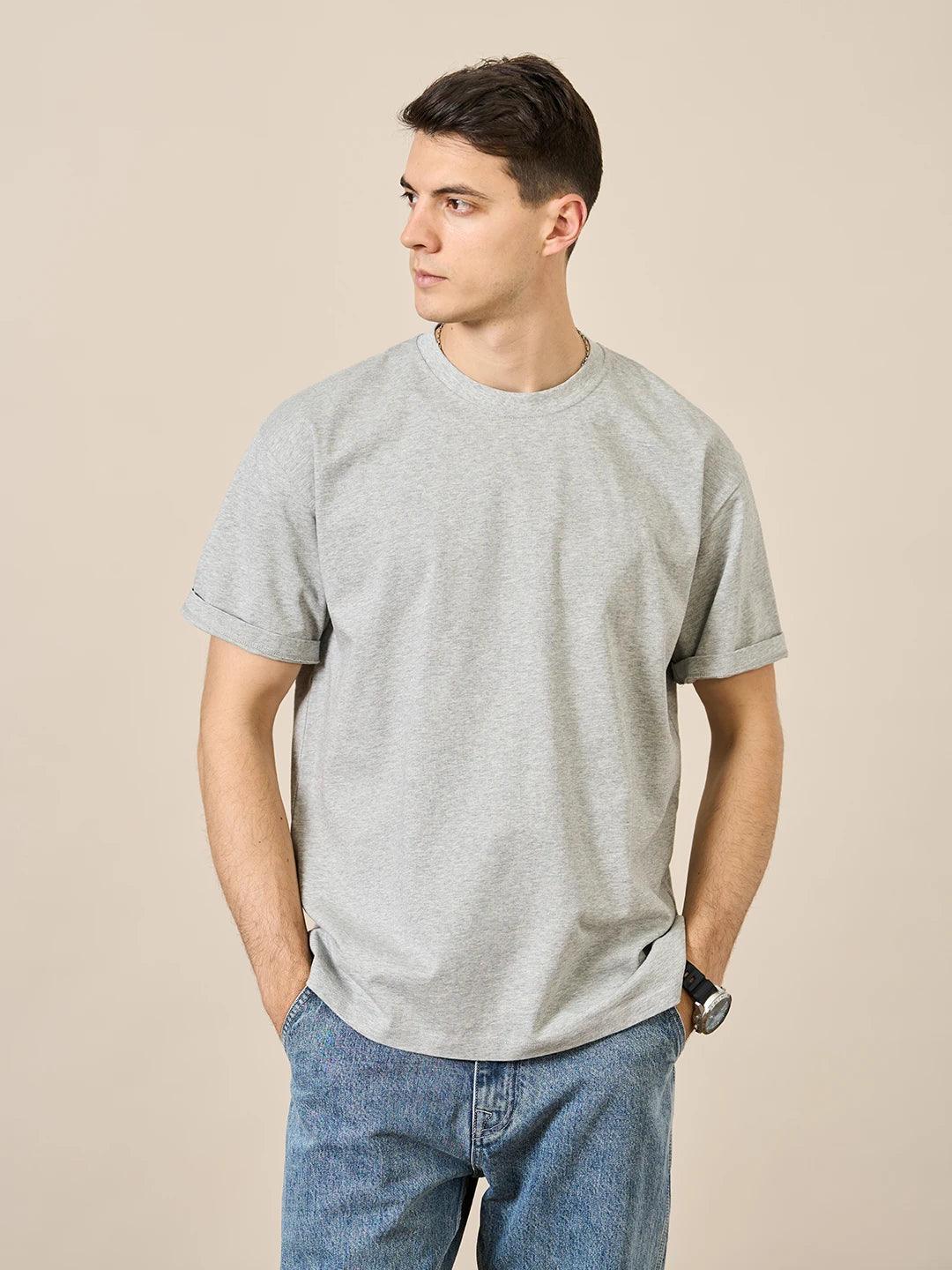 T-shirt Men High Quality Solid Color Drop Sleeve Loose - MAXIME