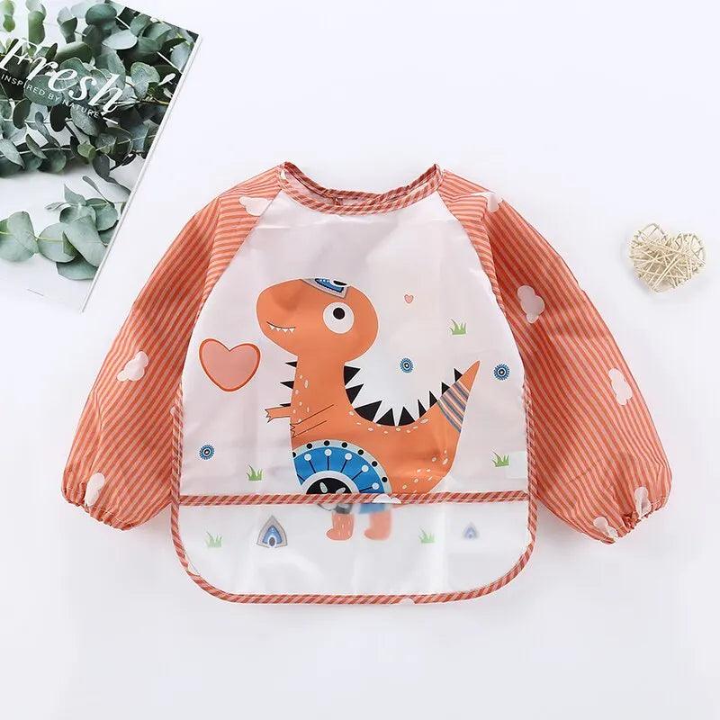 Maxime 1Pcs Waterproof Eating Smock Infant Toddler Baby Cartoon Long Sleeve Art Apron Animal Smock Soft Baby Bib Burp Clothes - MAXIME