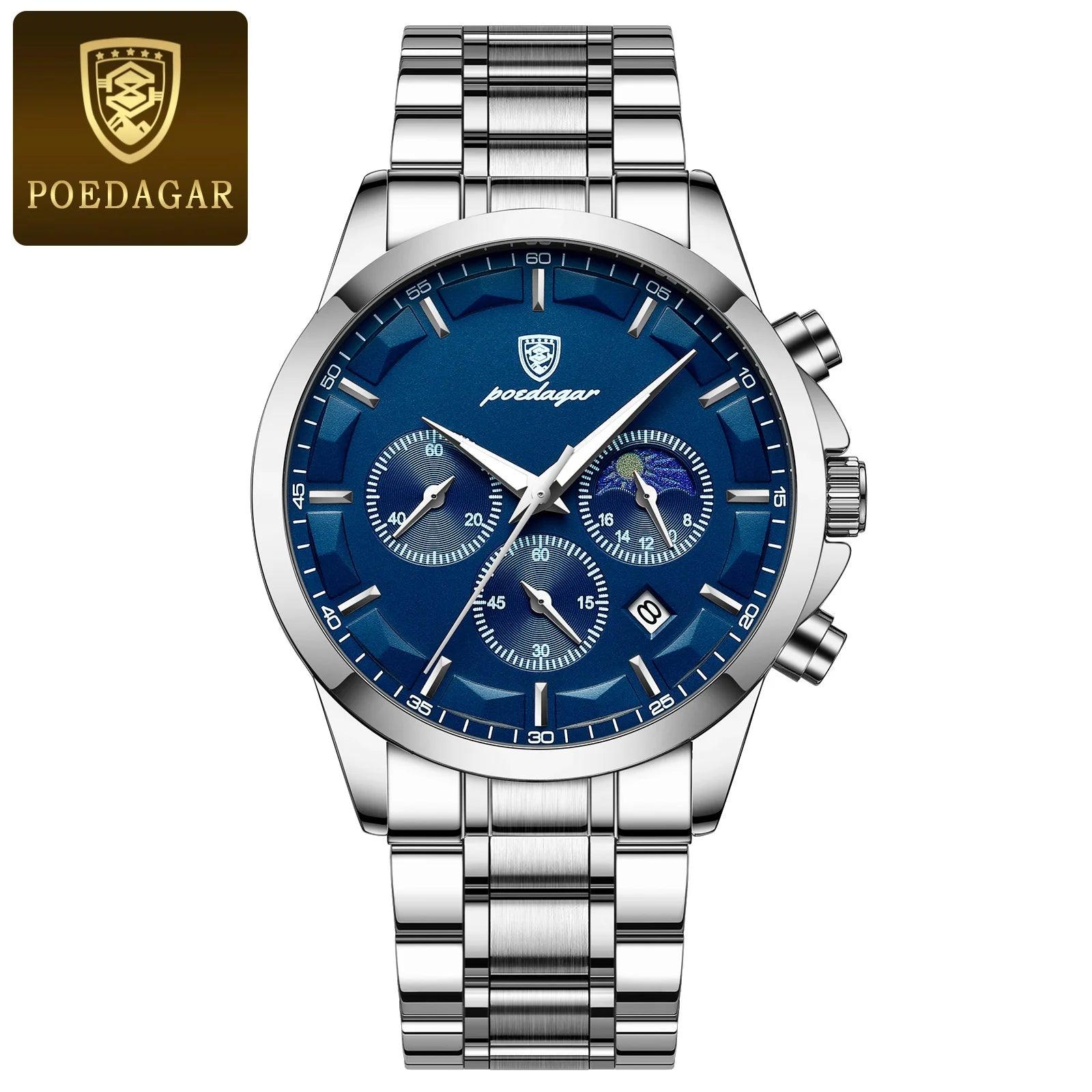 POEDAGAR Men Quartz Watch Luxury Sports Waterproof - MAXIME