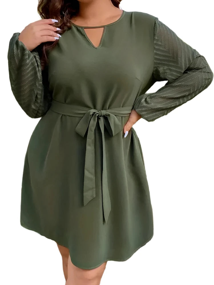 Women's Neck Elegant Dress Long Sleeves - MAXIME