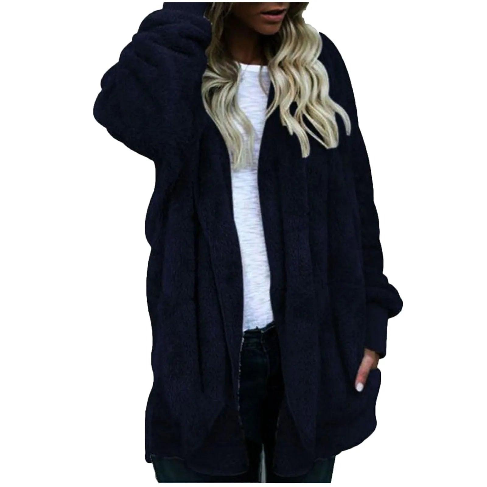 Women Winter Warm Coat Jacket Outwear Ladies Cardigan Coat Double Sided - MAXIME