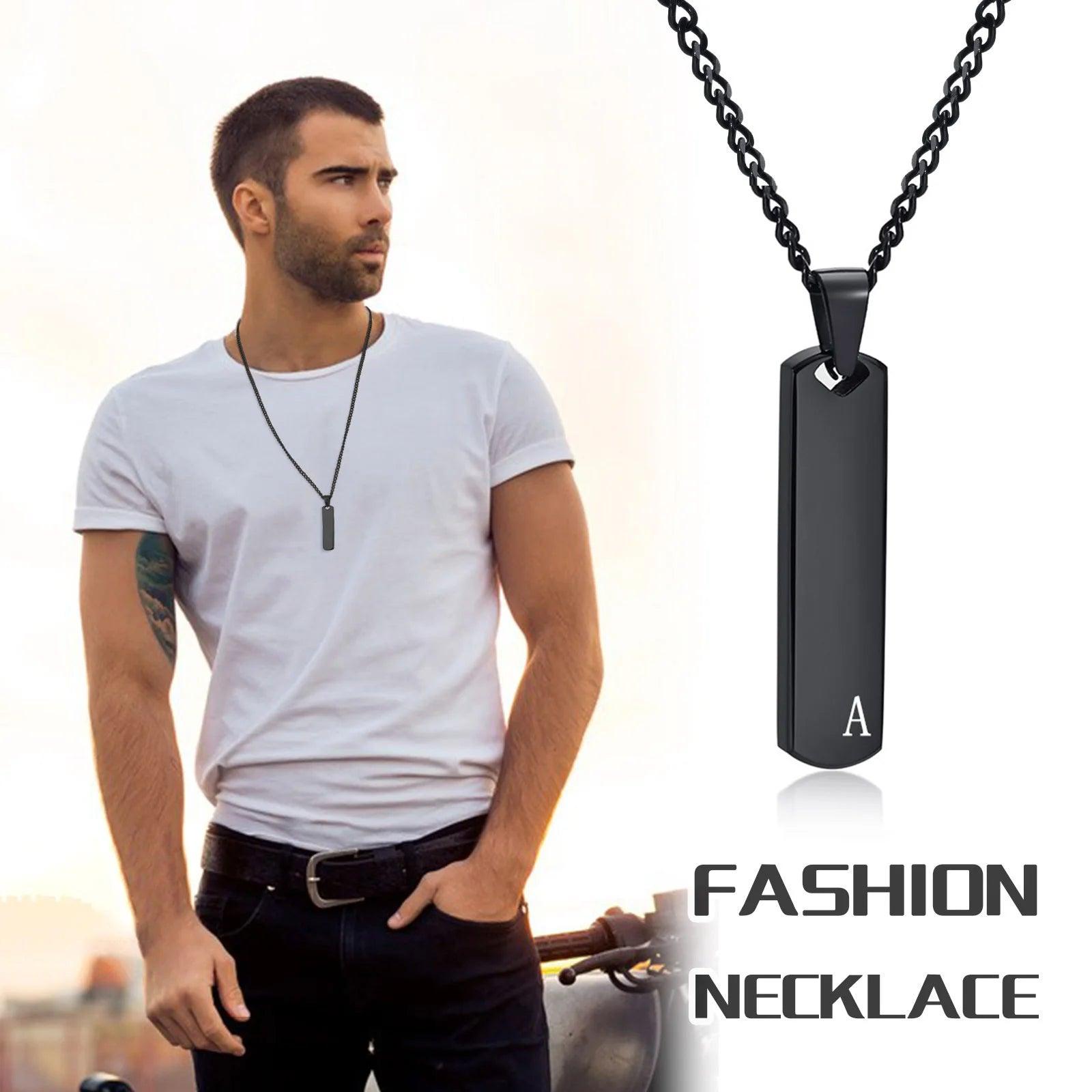 Necklace for Men, Thick with A-Z Letters, Casual Simple Collar, Gift for Him - MAXIME