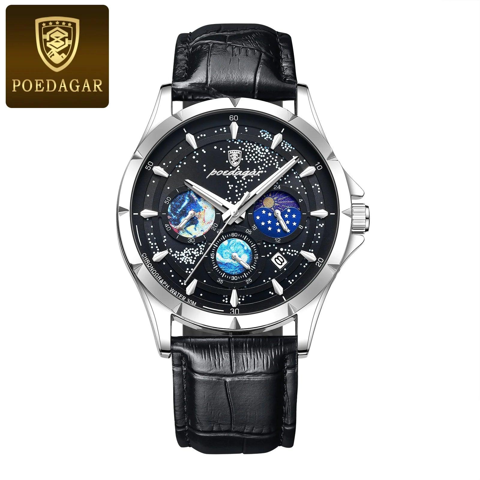 POEDAGAR Casual Man Wristwatch Luxury Waterproof Luminous Date Men Watch C - MAXIME