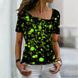 Women's Fashion New Glitter Print Themed Short Sleeve T Shirt V Neck Basic Shirt Top Summer XS-8XL/3D Printing - MAXIME