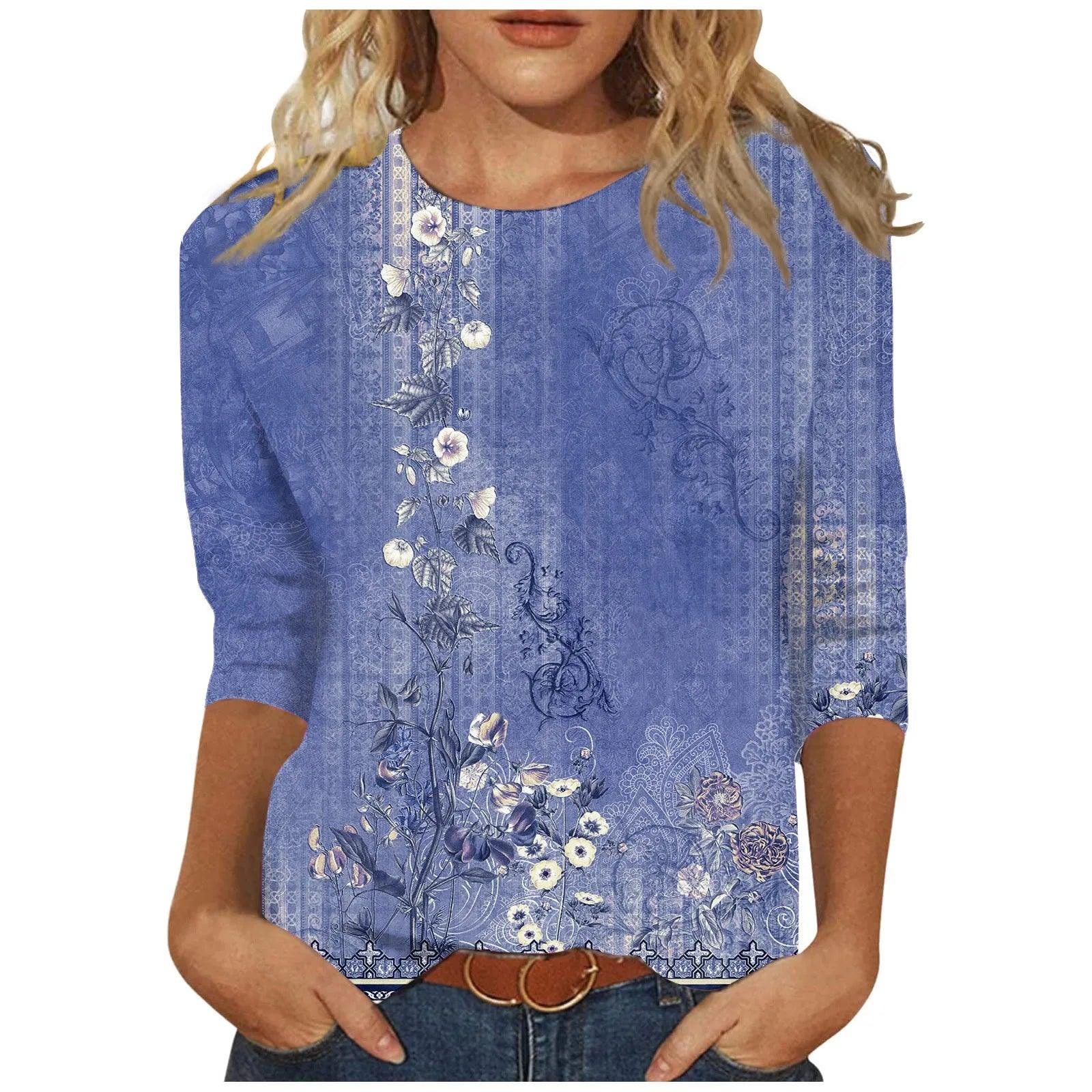 Women Cute Print Graphic Tees Blouses Casual Plus Size - MAXIME