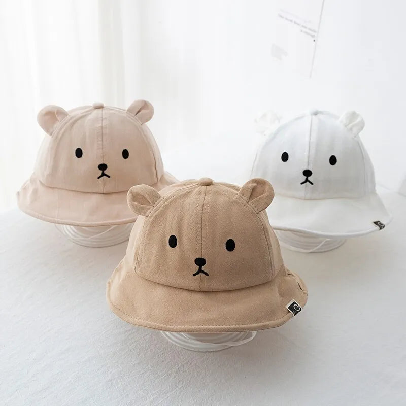 Maxime Cute Bear Baby Bucket Hat With Ears Boy Girl Cotton Kids Sun Hat Outdoor Summer Child Panama Cap - MAXIME