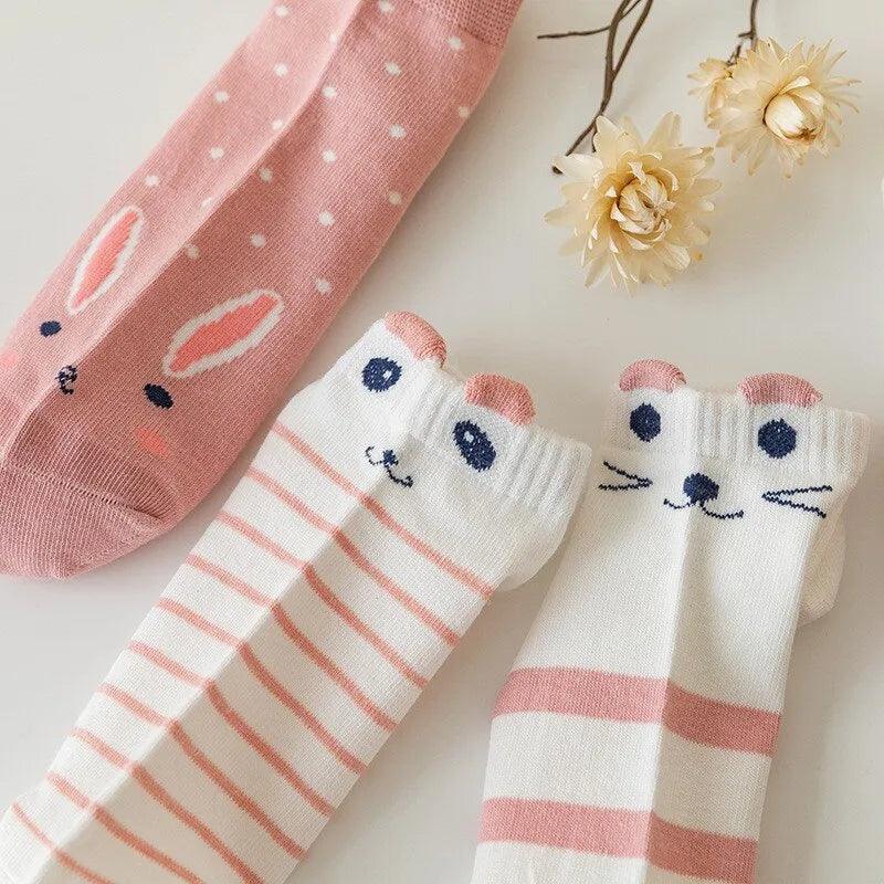 Maxime 5 Pairs Women's Short Tube Socks Pink Cat Thin Four Seasons Cute Boat Sockslow Top Ins Trendy Socks - MAXIME