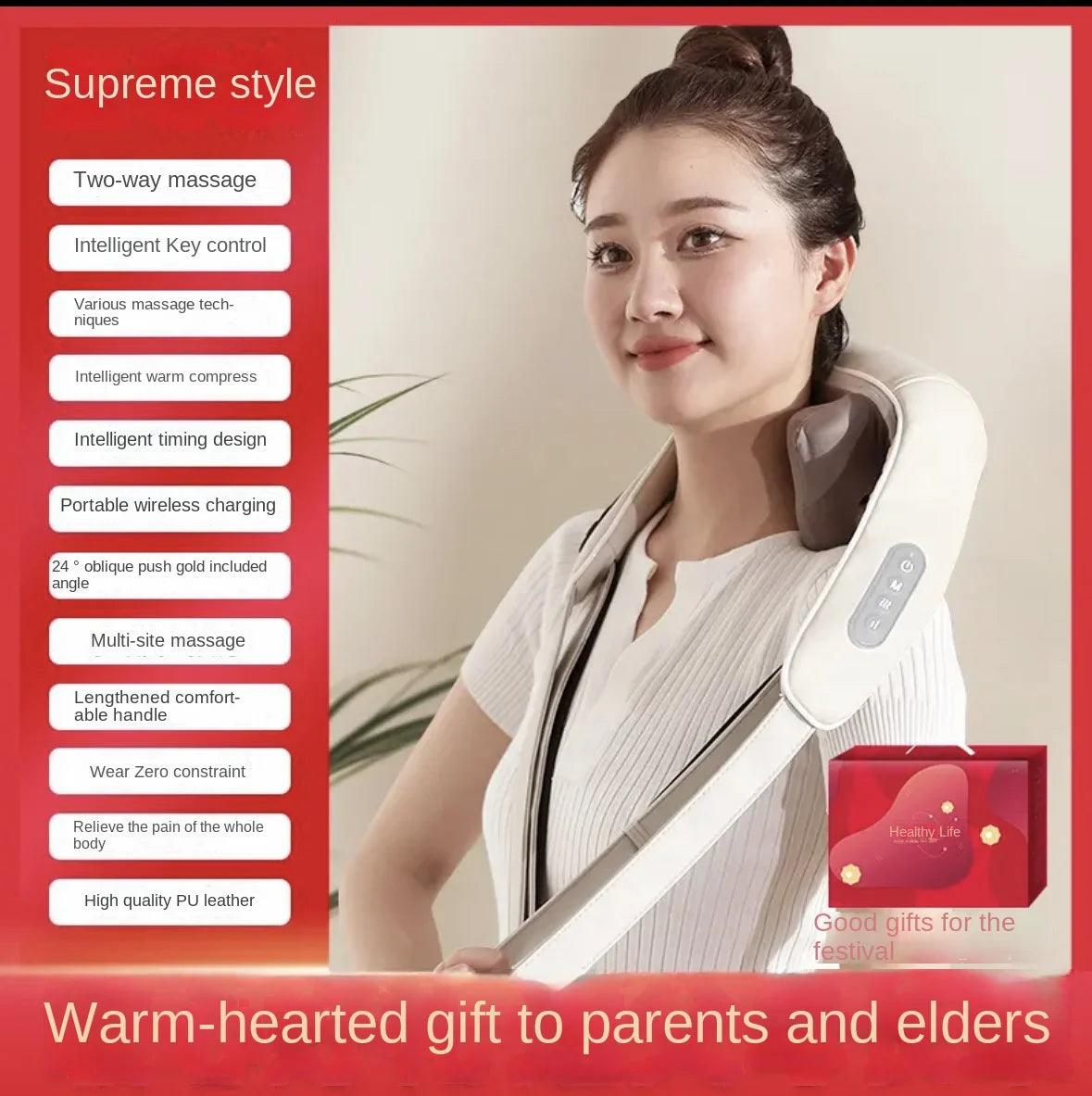 Electric Cervical Massage Shawl Wireless Rechargeable Portable Heated Kneading Neck Massager For Pain Relief - MAXIME