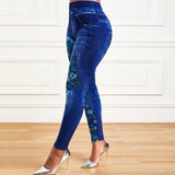 Women High Waist Stretchy Legging Denim Look Skinny Jeggings - MAXIME