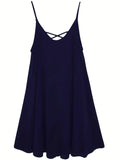 Women's Loose Backless Slip Cross Fashion Solid Color Dress - MAXIME