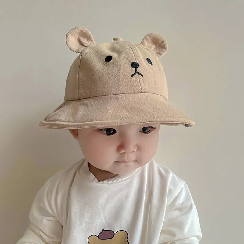 Maxime Cute Bear Baby Bucket Hat With Ears Boy Girl Cotton Kids Sun Hat Outdoor Summer Child Panama Cap - MAXIME