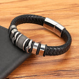 Leather Bracelets for Men Classic Style Stainless Steel Bangle Couple Charm Jewelry Gifts - MAXIME