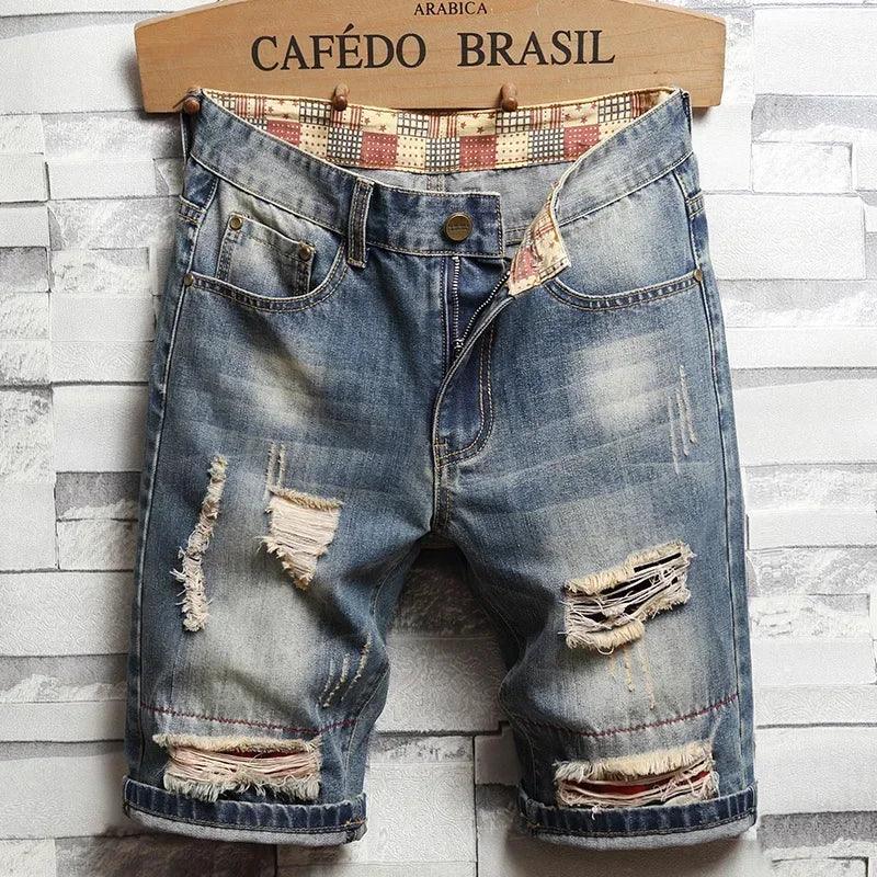 Straight Slim Denim Shorts Male Brand Pants - MAXIME