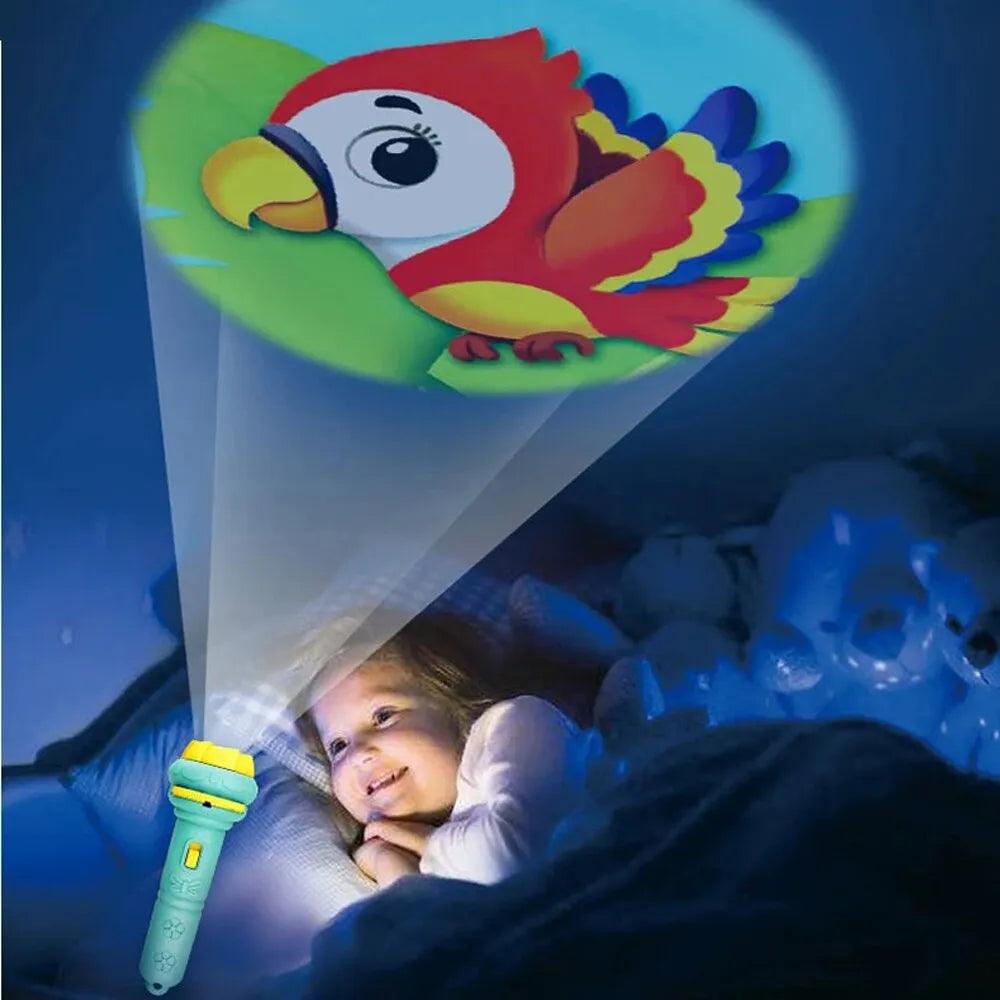 Maxime 10 Cards Cartoon Projection Flashlight 80 Patterns Creative Children Flashlight Toy Projector Baby Toys Bedtime Story Book Toy - MAXIME