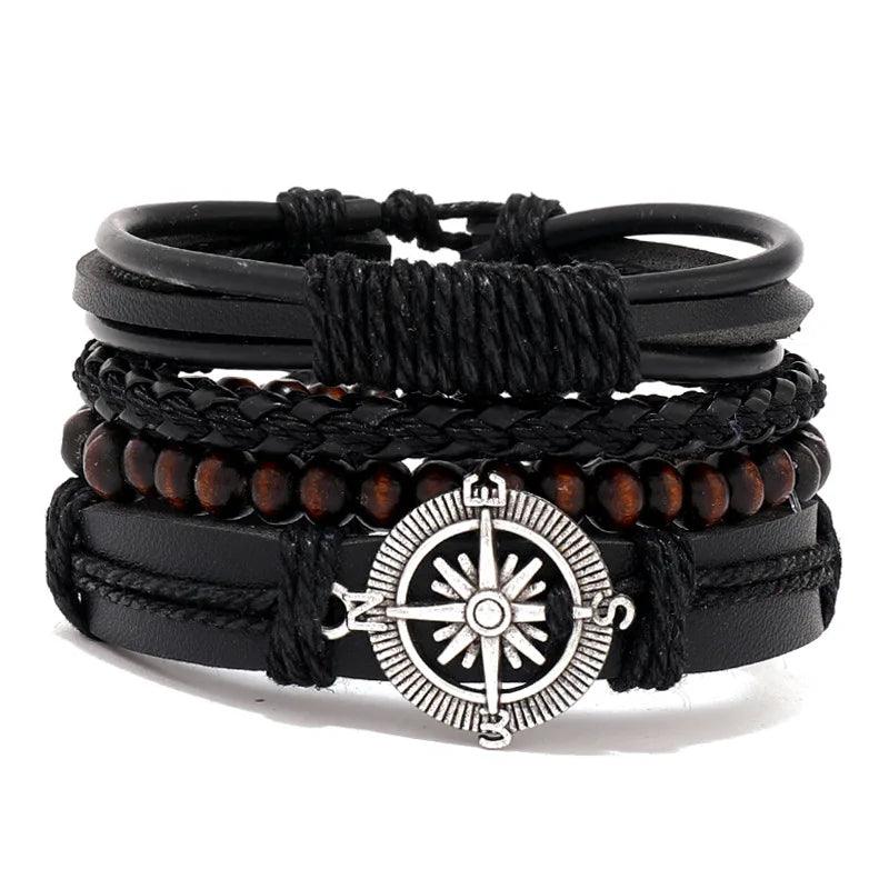 4Pcs/ Set Braided Wrap Leather Bracelets for Men - MAXIME