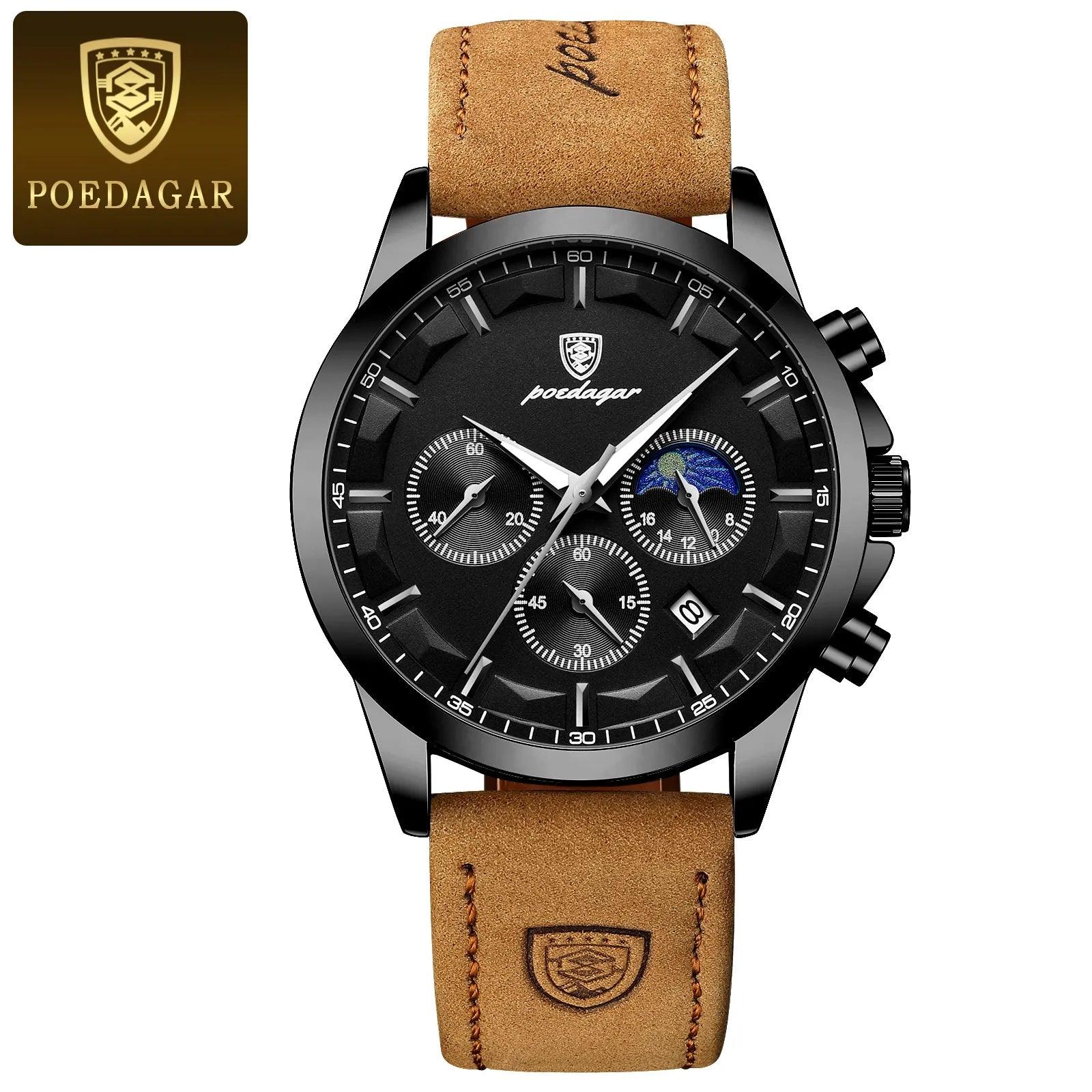 POEDAGAR Men Quartz Watch Luxury Sports Waterproof - MAXIME