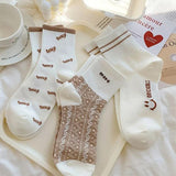 Maxime 5 Pairs Cute Smiling Print Socks, Comfy & Soft Crew Sports Socks, Women's Stockings & Hosiery - MAXIME