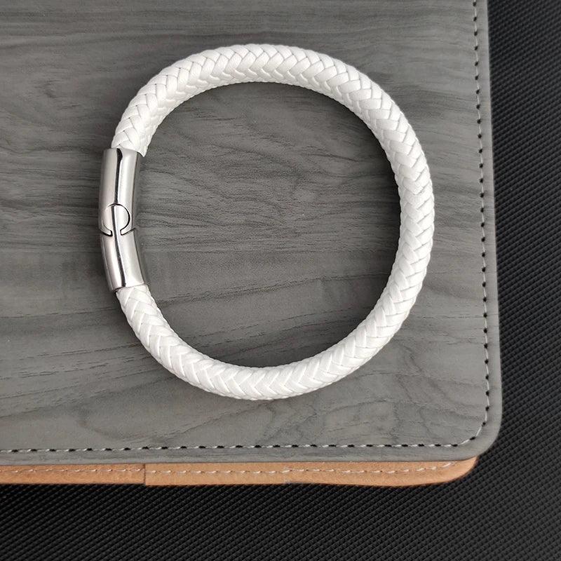 Leather Braid Bracelet Stainless Men Handmade - MAXIME