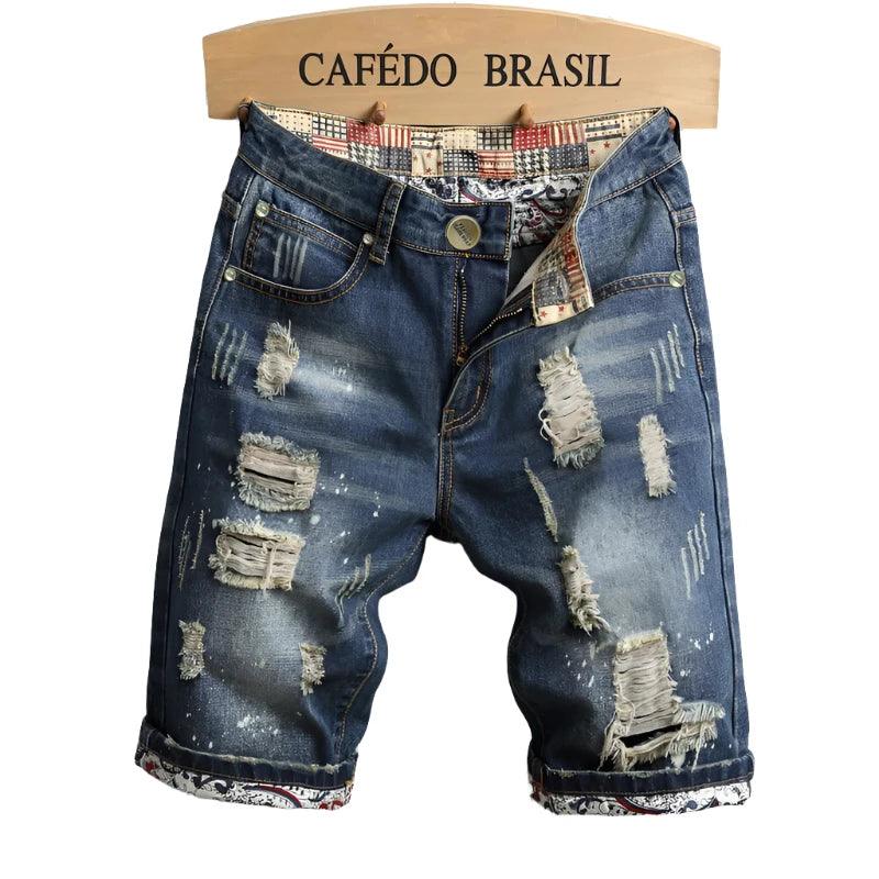 Casual Slim Fit Ripped Retro Short Jeans Male Brand - MAXIME