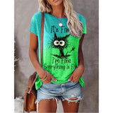 Summer New Women's Fashion T-shirt Round Neck Plus Size Shirt Tops 3D Printed Casual - MAXIME