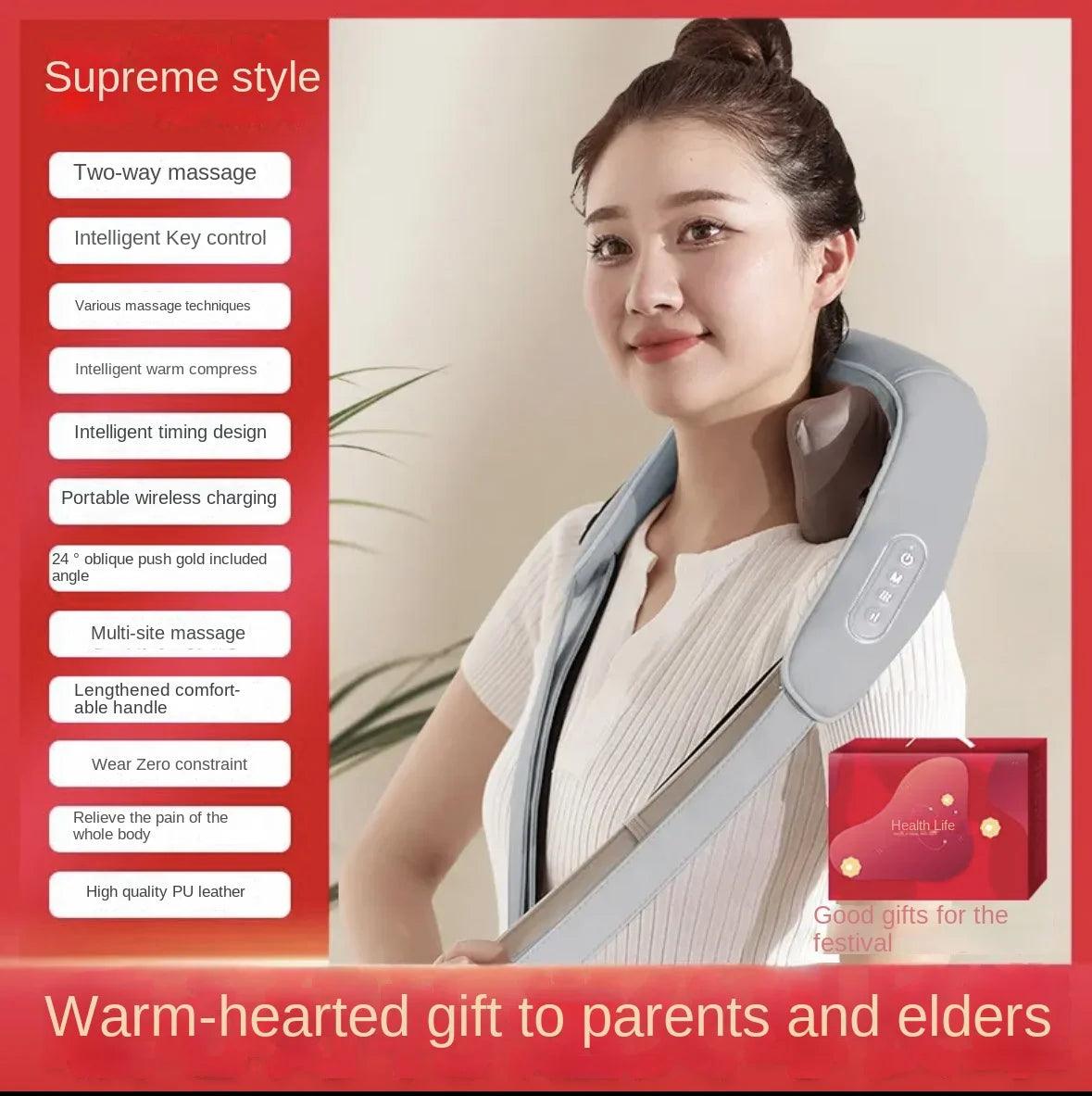 Electric Cervical Massage Shawl Wireless Rechargeable Portable Heated Kneading Neck Massager For Pain Relief - MAXIME