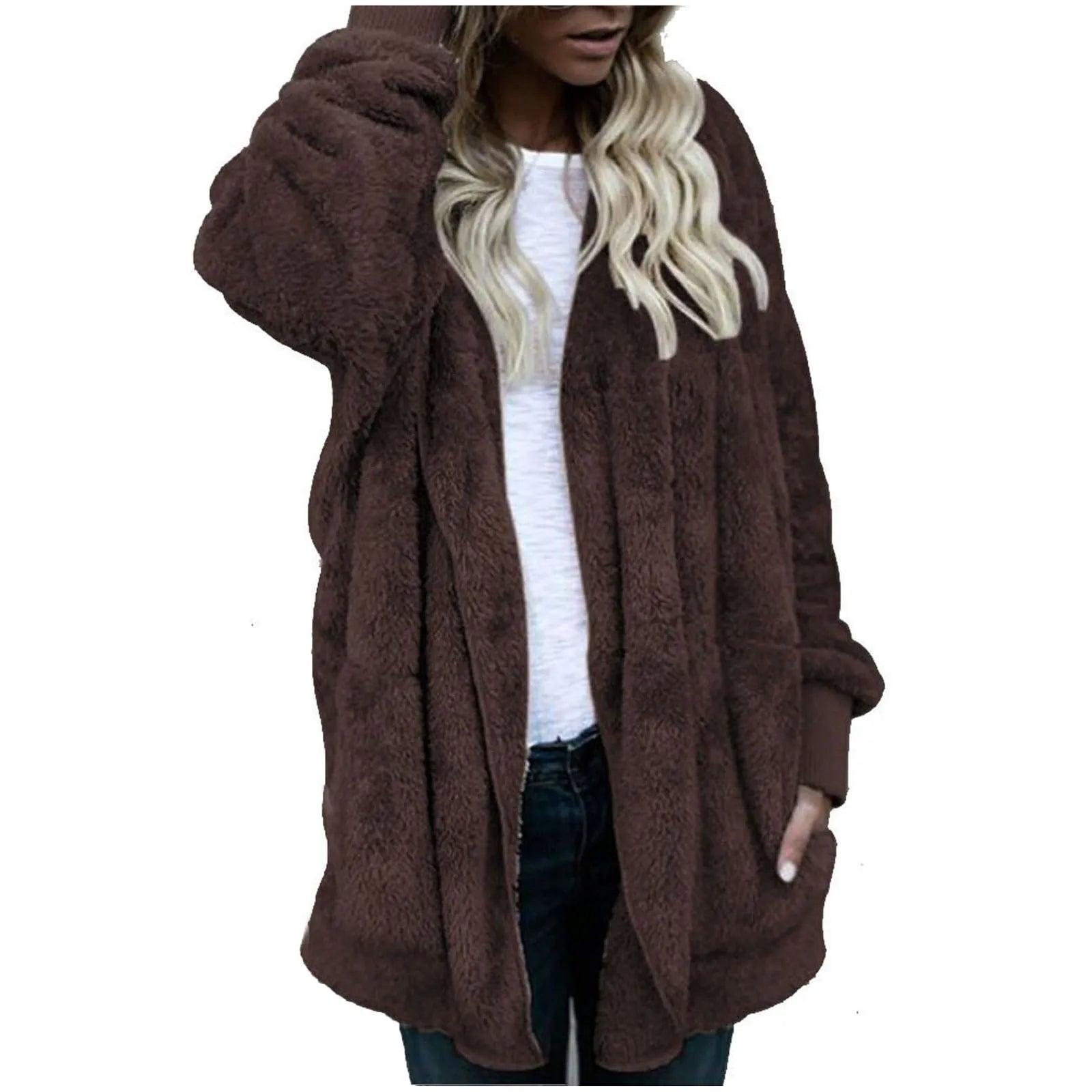 Women Winter Warm Coat Jacket Outwear Ladies Cardigan Coat Double Sided - MAXIME