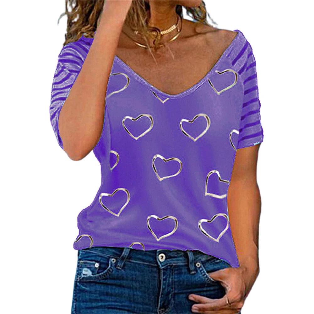 women blouse New love short sleeve loose T-shirt - MAXIME