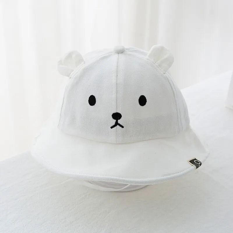 Maxime Cute Bear Baby Bucket Hat With Ears Boy Girl Cotton Kids Sun Hat Outdoor Summer Child Panama Cap - MAXIME