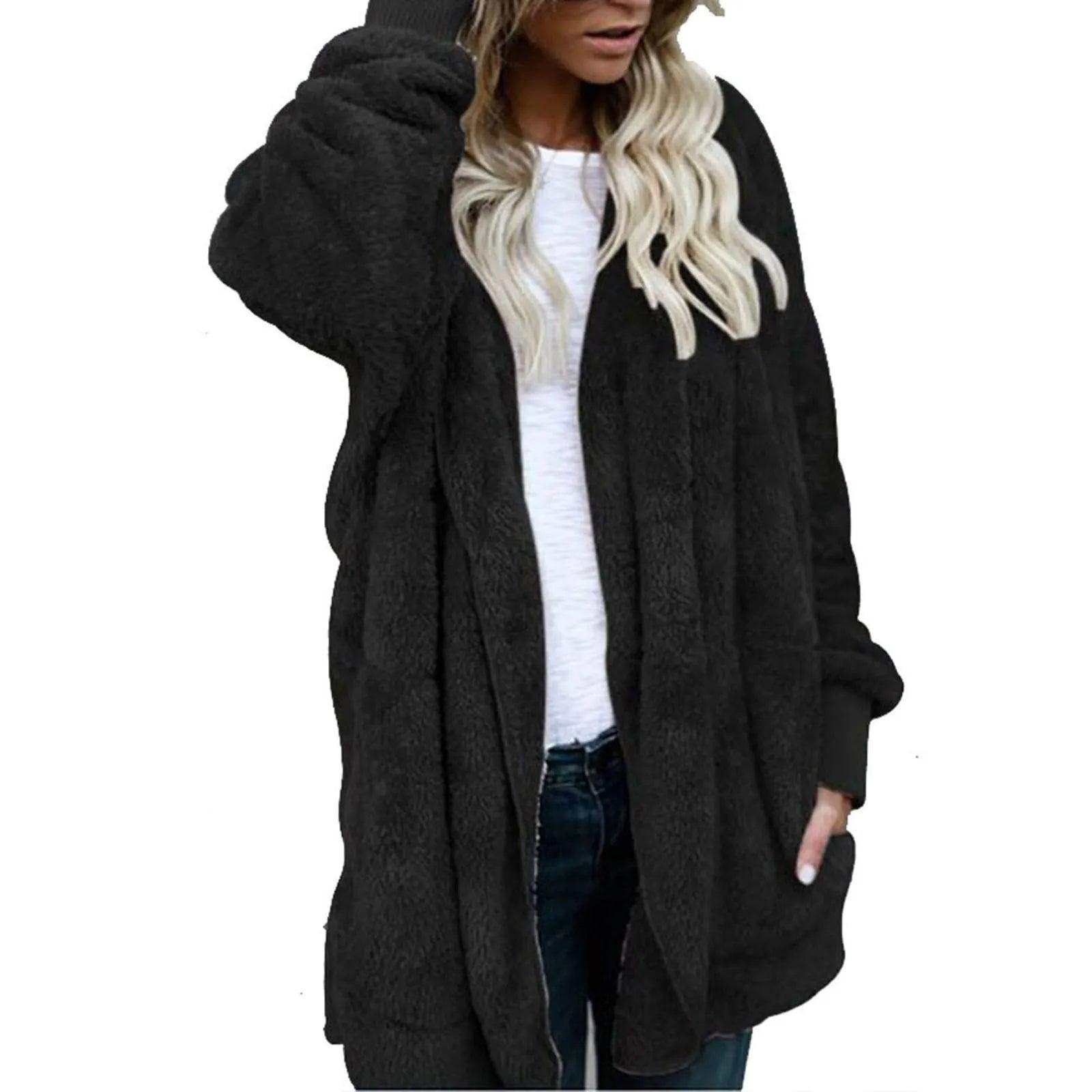 Women Winter Warm Coat Jacket Outwear Ladies Cardigan Coat Double Sided - MAXIME