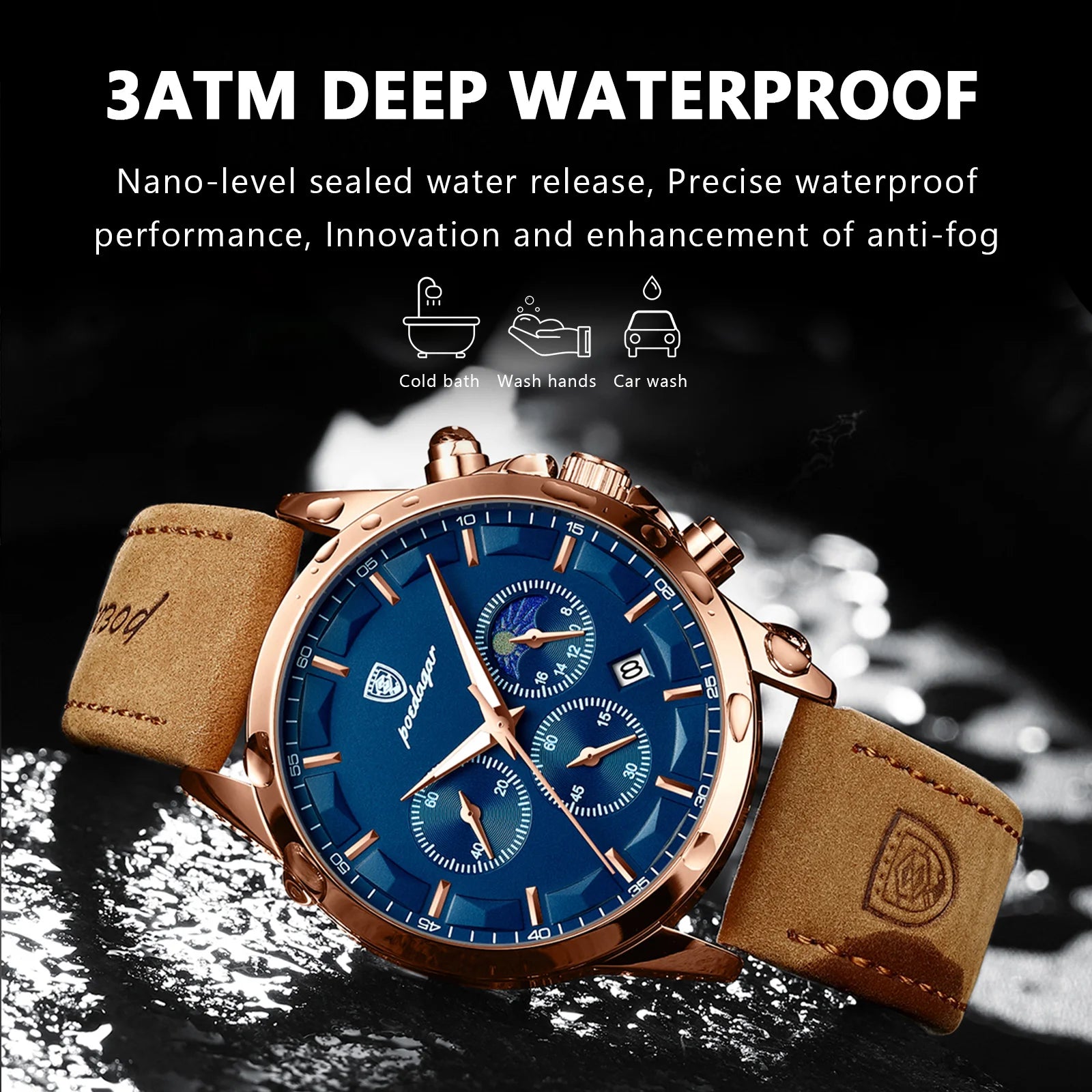 POEDAGAR Men Quartz Watch Luxury Sports Waterproof - MAXIME