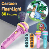 Maxime 10 Cards Cartoon Projection Flashlight 80 Patterns Creative Children Flashlight Toy Projector Baby Toys Bedtime Story Book Toy - MAXIME