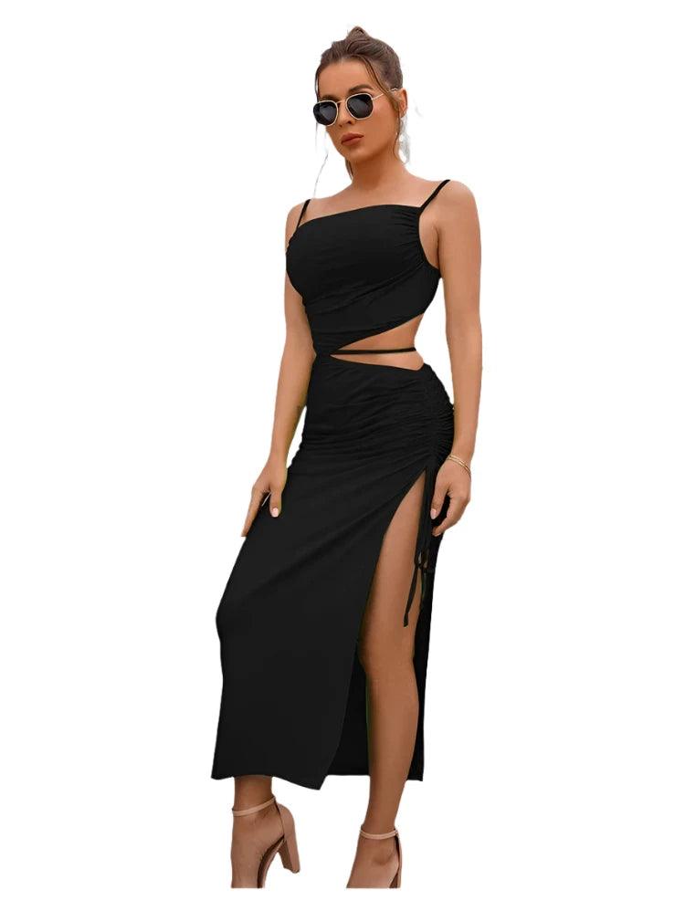 Spaghetti Strap Bodycon Midi Dress - MAXIME