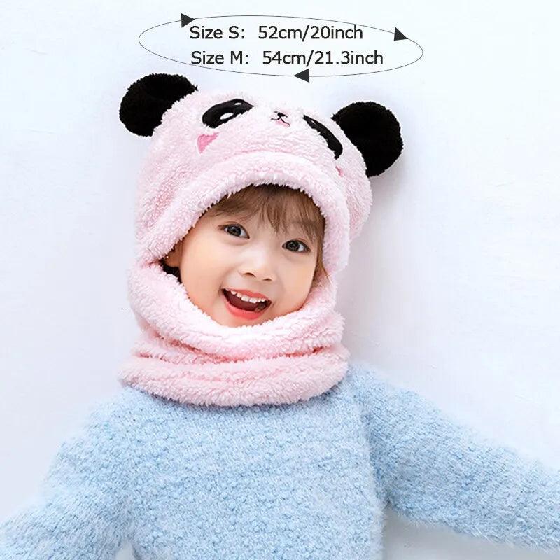 Maxime Fashionable Autumn and Winter Cute Childrens Cartoon Scarf Hat Two Piece Set Double Layer Wool Warm Boys and Girls Hat - MAXIME