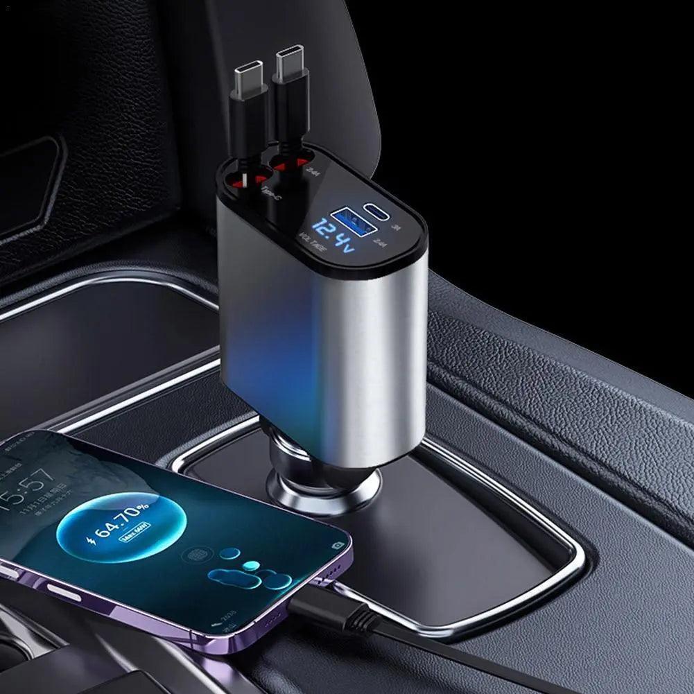 Retractable Car Fast Charger USB Type C Cable For Samsung S21 S22 S23 IPhone 13 14 Pro Max - MAXIME