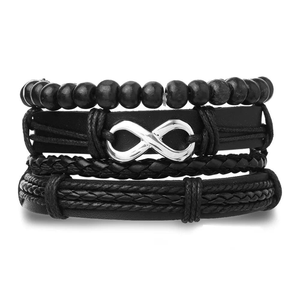 4Pcs/ Set Braided Wrap Leather Bracelets for Men - MAXIME